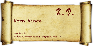 Korn Vince névjegykártya